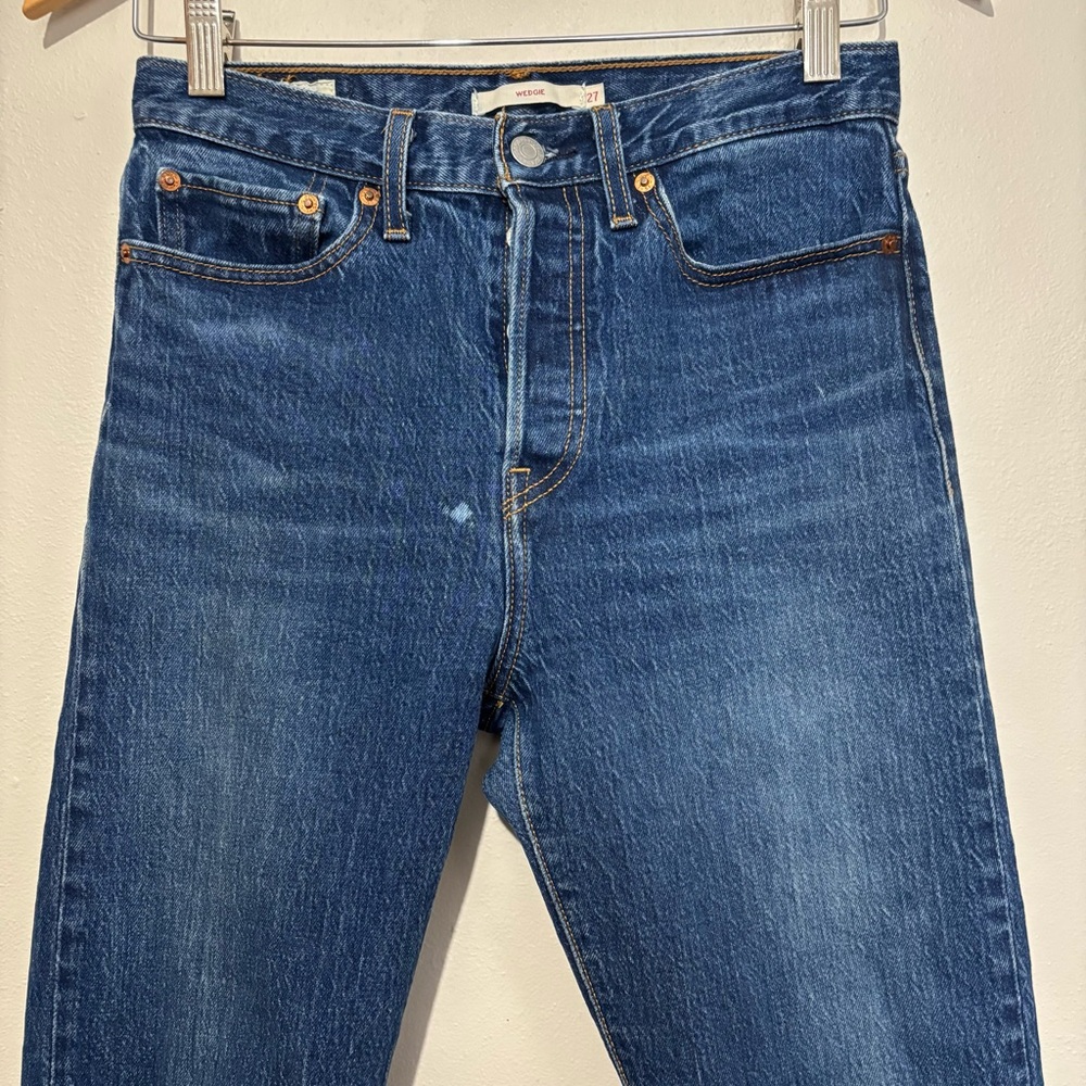 Levi’s High Rise Wedgie Skinny Jeans Premium Blue Size 27 - Picture 2 of 10
